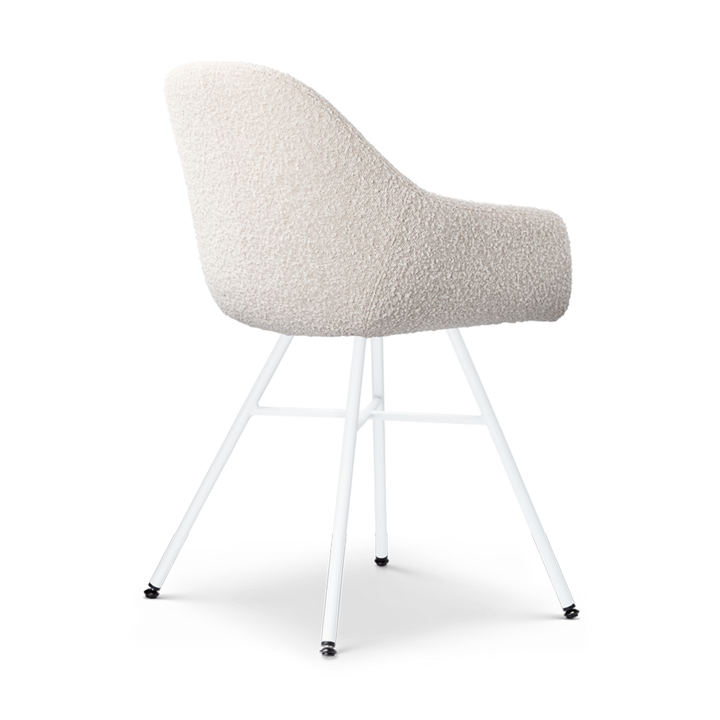 Noa-Mae eetkamerstoel bouclé beige - wit onderstel