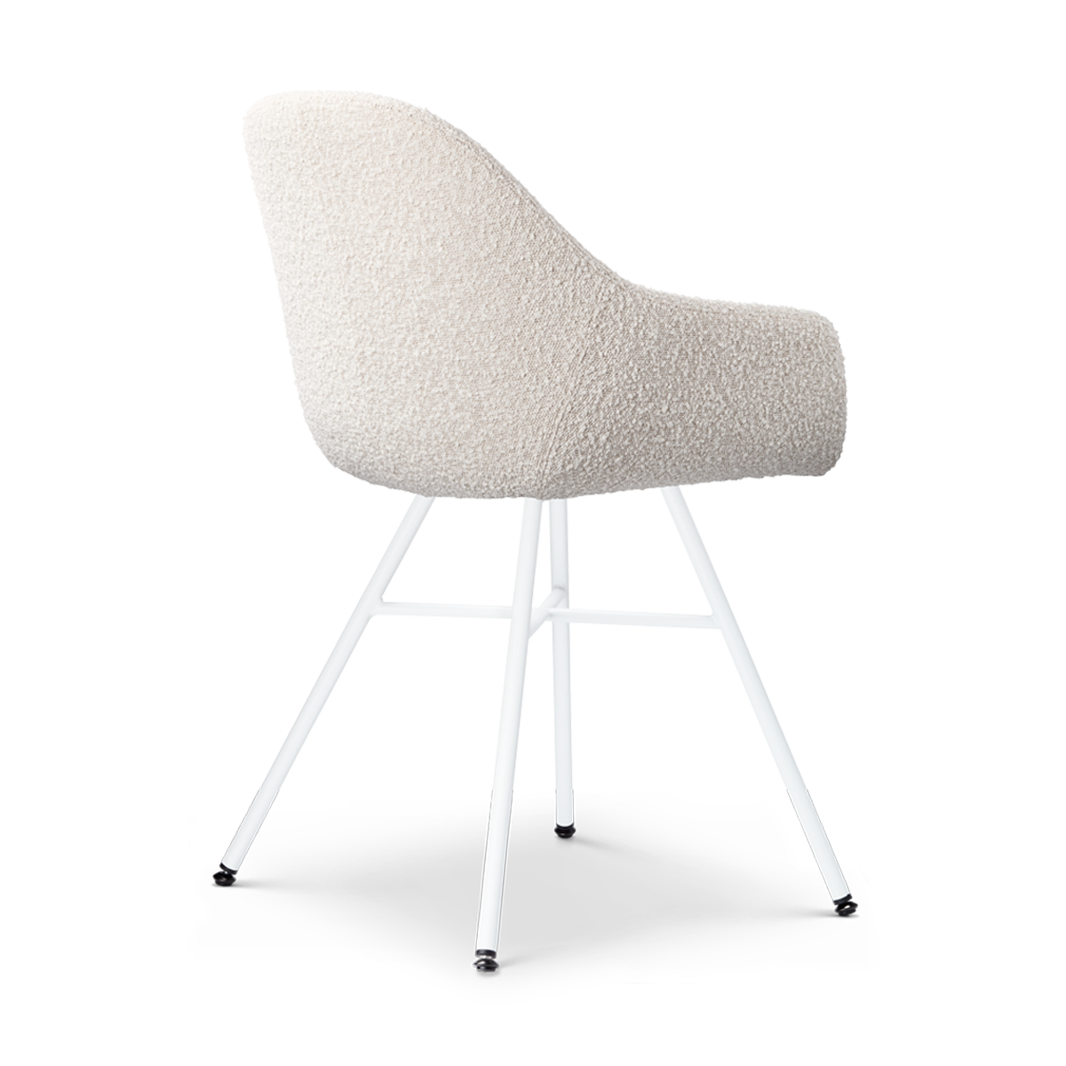 Noa-Mae eetkamerstoel bouclé beige - wit onderstel