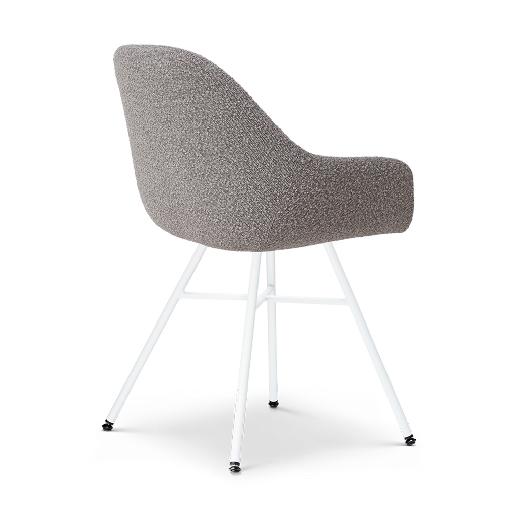 Noa-Mae eetkamerstoel bouclé taupe - wit onderstel