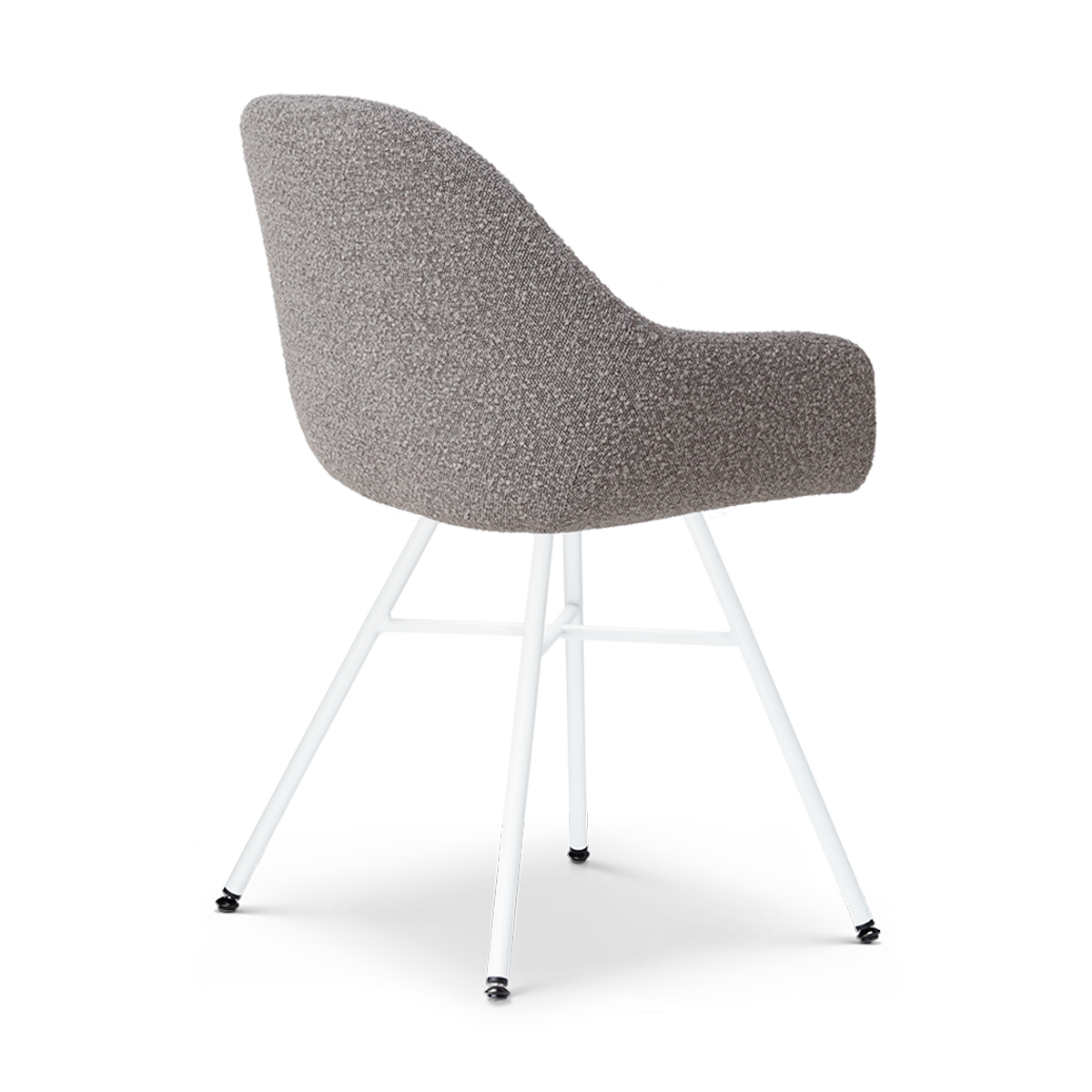 Noa-Mae eetkamerstoel bouclé taupe - wit onderstel