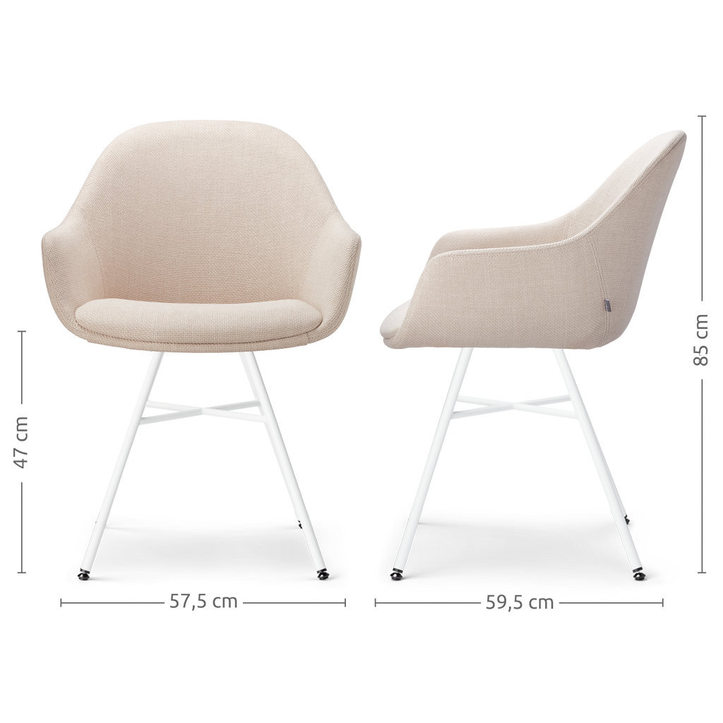 Noa-Mae eetkamerstoel beige - wit onderstel