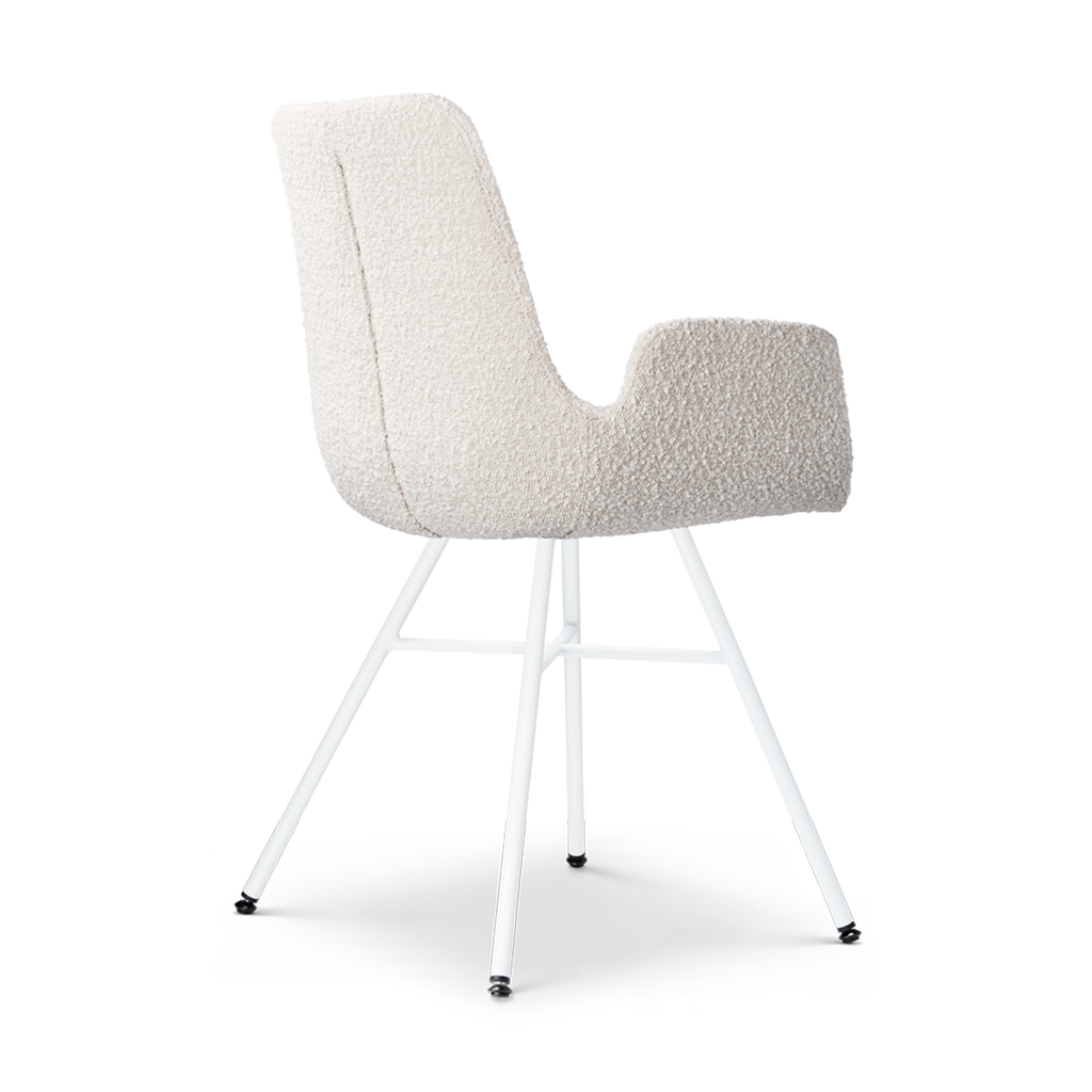 Noa-Eef eetkamerstoel bouclé beige - wit onderstel
