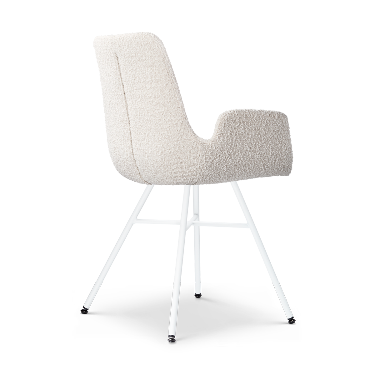 Noa-Eef eetkamerstoel bouclé beige - wit onderstel
