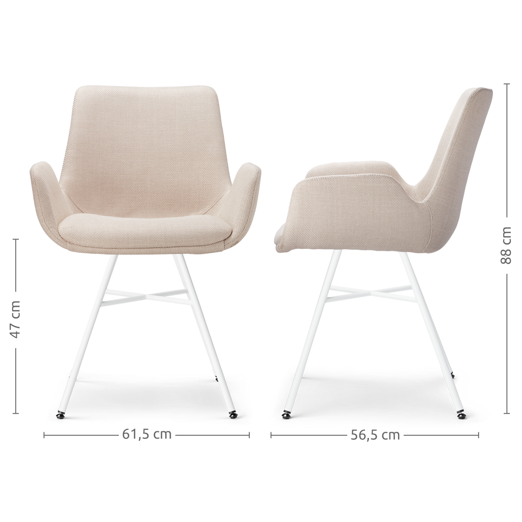 Noa-Eef eetkamerstoel beige - wit onderstel