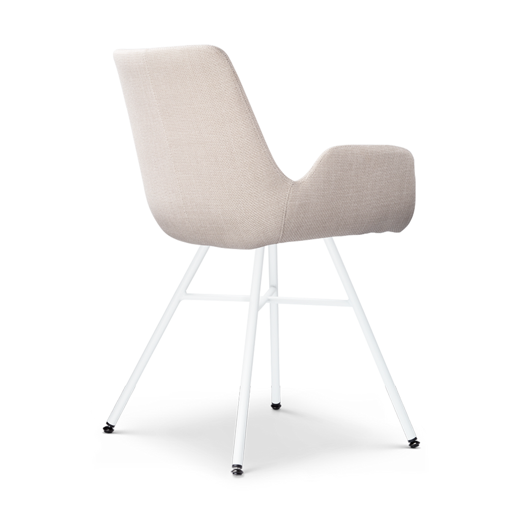 Noa-Eef eetkamerstoel beige - wit onderstel