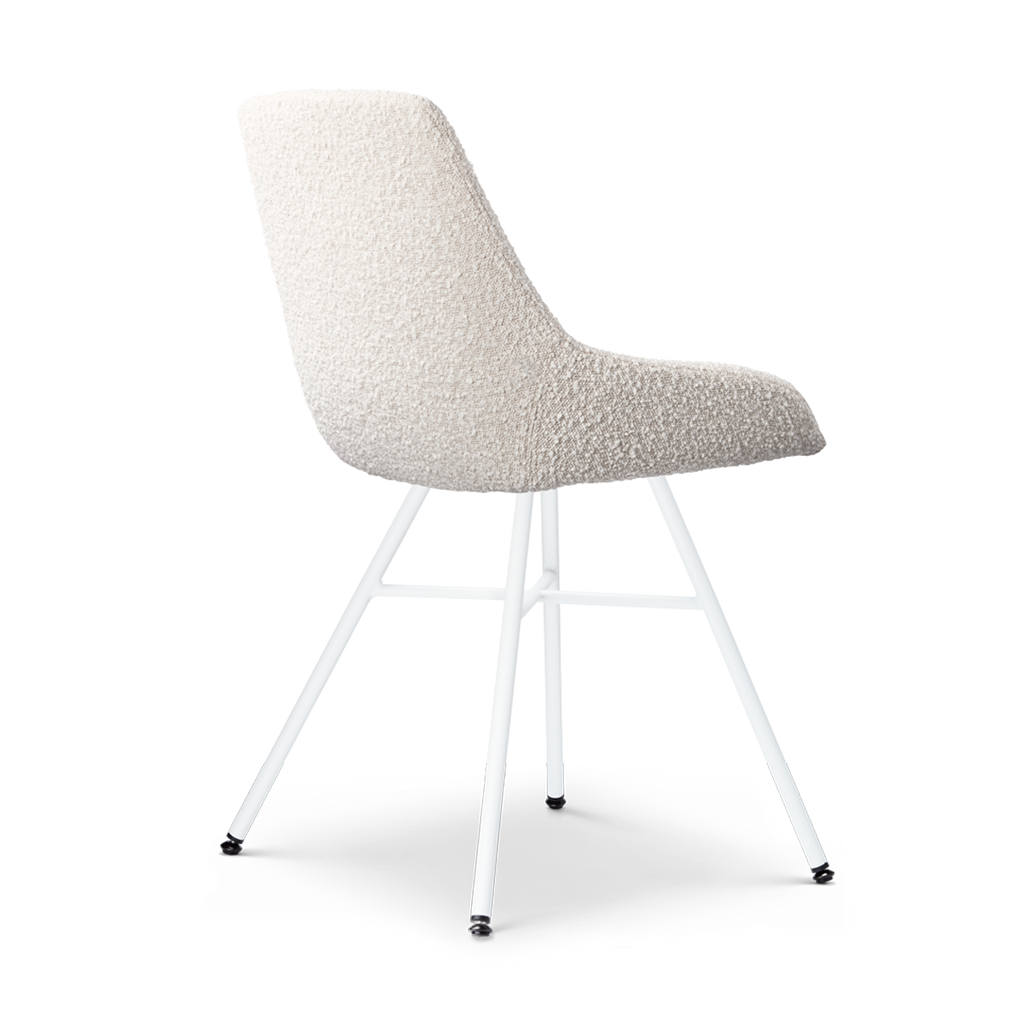 Noa-Isa eetkamerstoel bouclé beige - wit onderstel