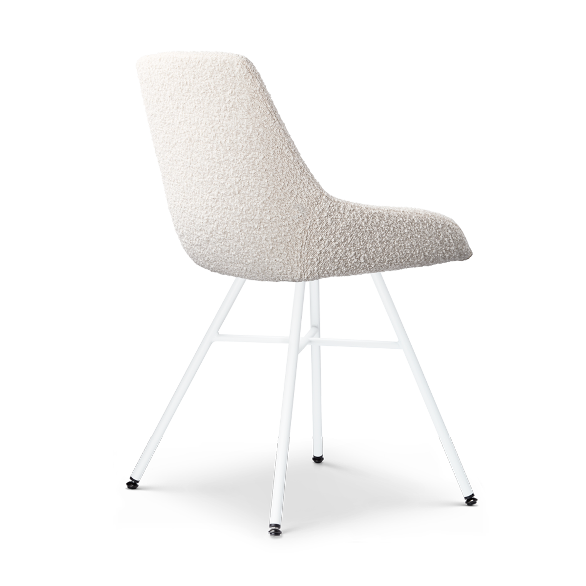 Noa-Isa eetkamerstoel bouclé beige - wit onderstel