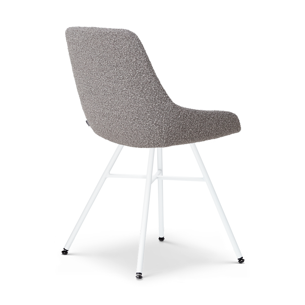 Noa-Isa eetkamerstoel bouclé taupe - wit onderstel