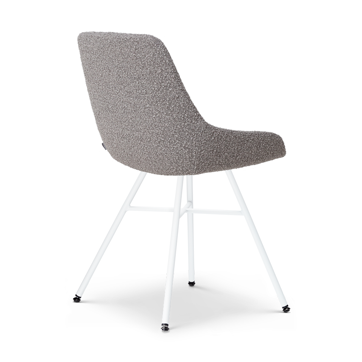 Noa-Isa eetkamerstoel bouclé taupe - wit onderstel