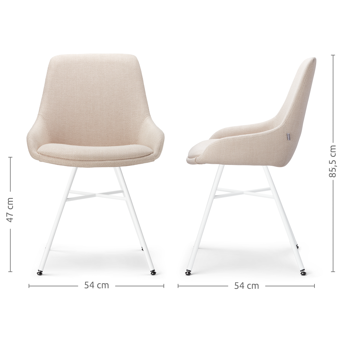 Noa-Isa eetkamerstoel beige - wit onderstel