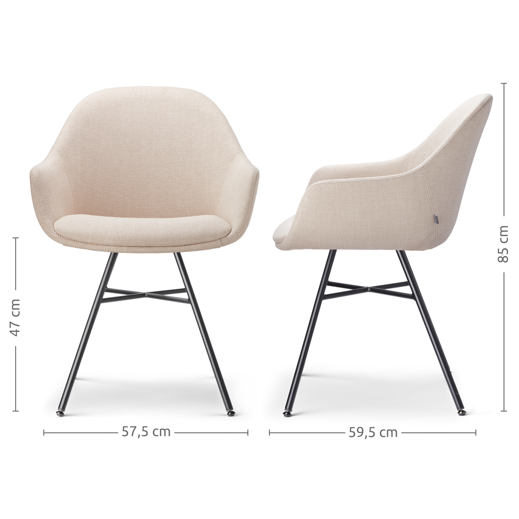 Noa-Mae eetkamerstoel beige - zwart onderstel