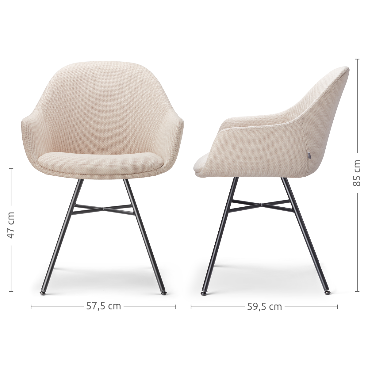 Noa-Mae eetkamerstoel beige - zwart onderstel