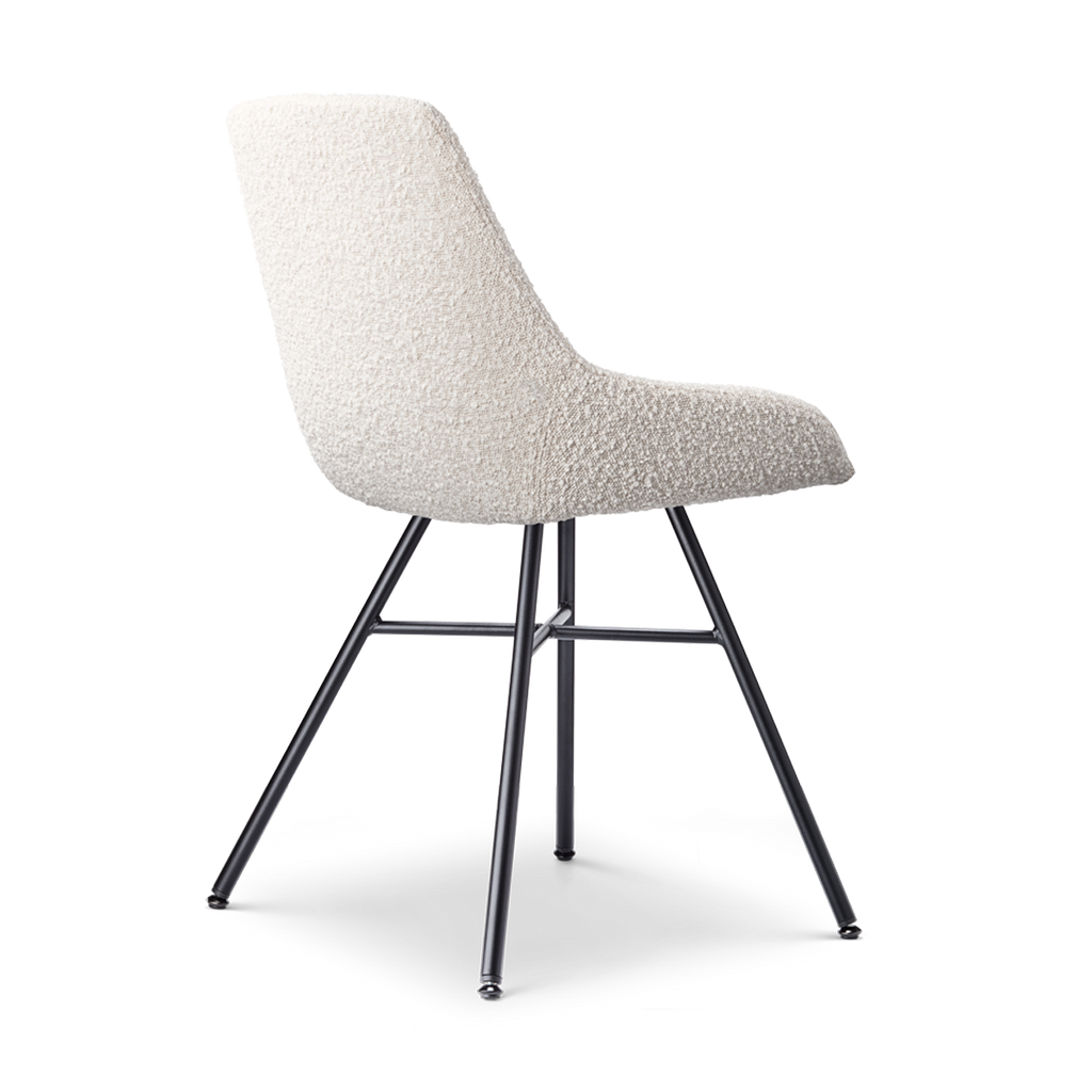 Noa-Isa eetkamerstoel bouclé beige - zwart onderstel
