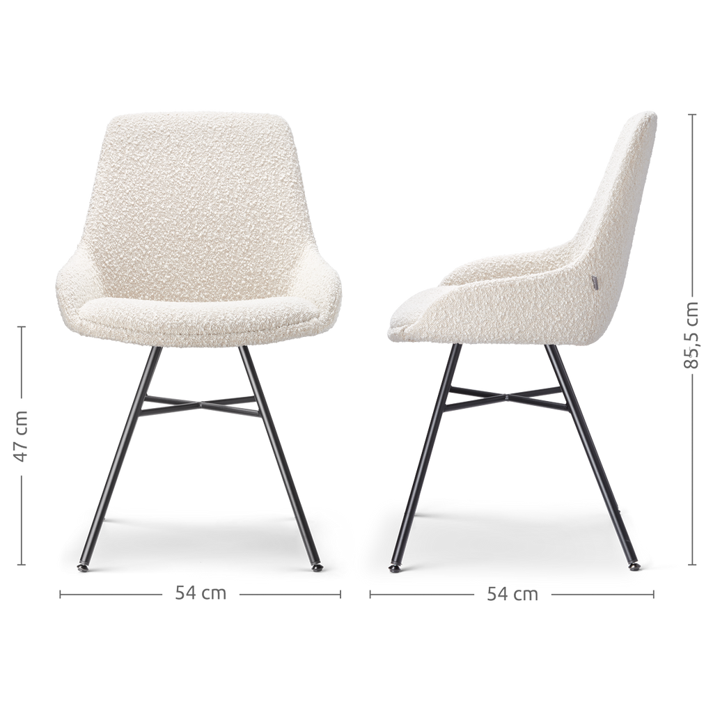 Noa-Isa eetkamerstoel bouclé beige - zwart onderstel