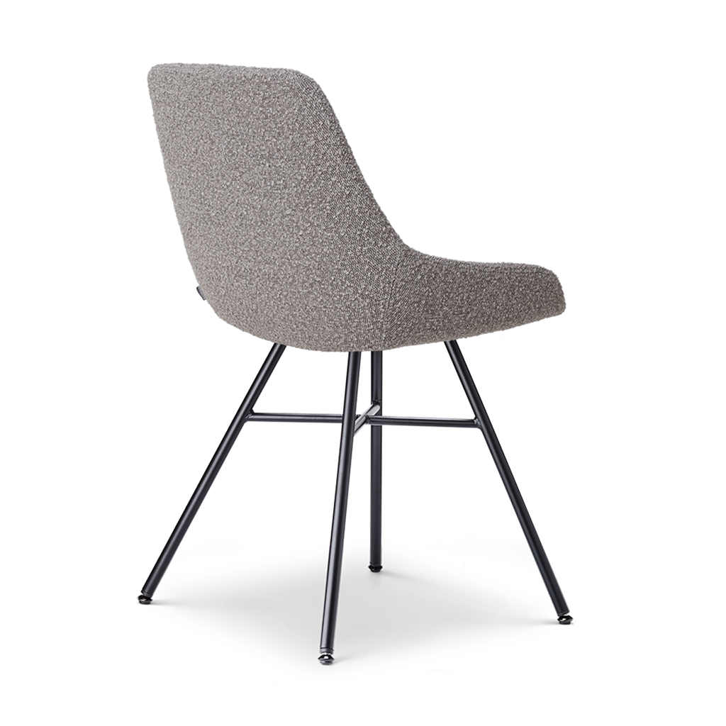 Noa-Isa eetkamerstoel bouclé taupe - zwart onderstel
