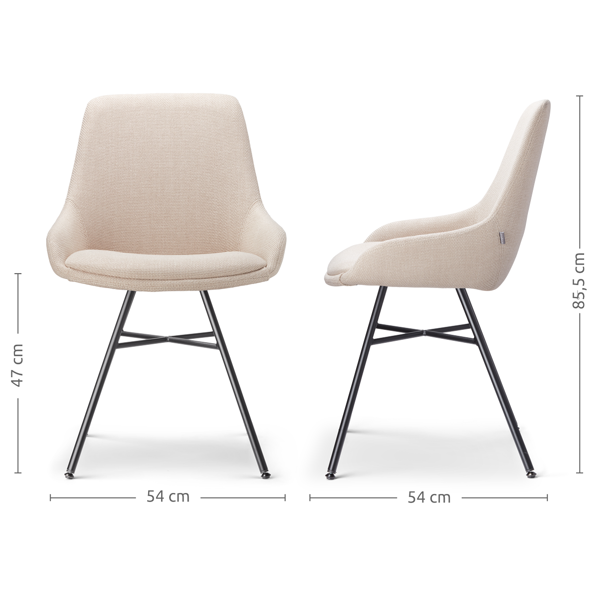 Noa-Isa eetkamerstoel beige - zwart onderstel