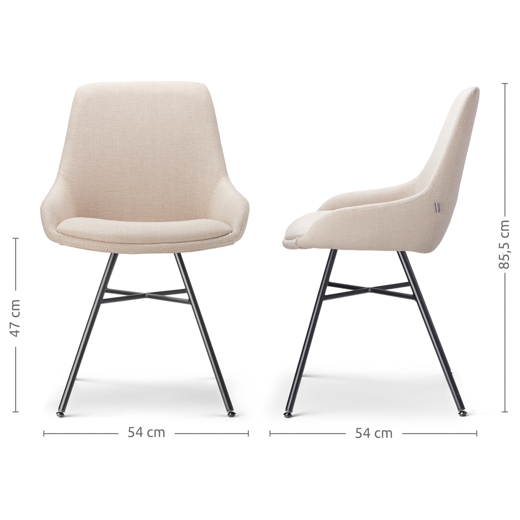 Noa-Isa eetkamerstoel beige - zwart onderstel