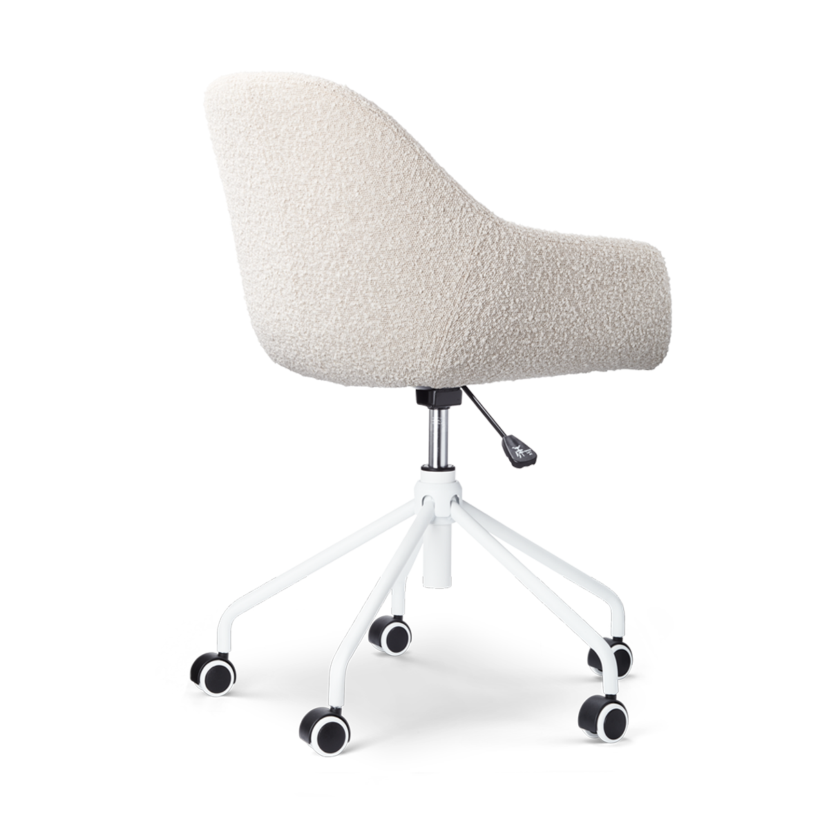Nout-Mae bureaustoel bouclé beige - wit onderstel