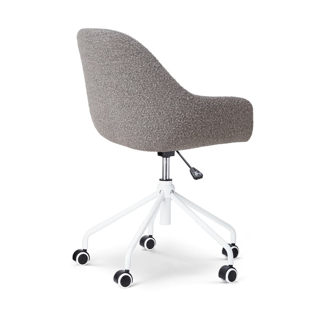 Nout-Mae bureaustoel bouclé taupe - wit onderstel