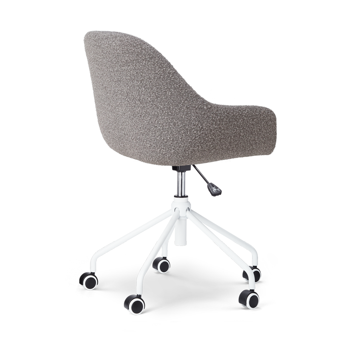 Nout-Mae bureaustoel bouclé taupe - wit onderstel