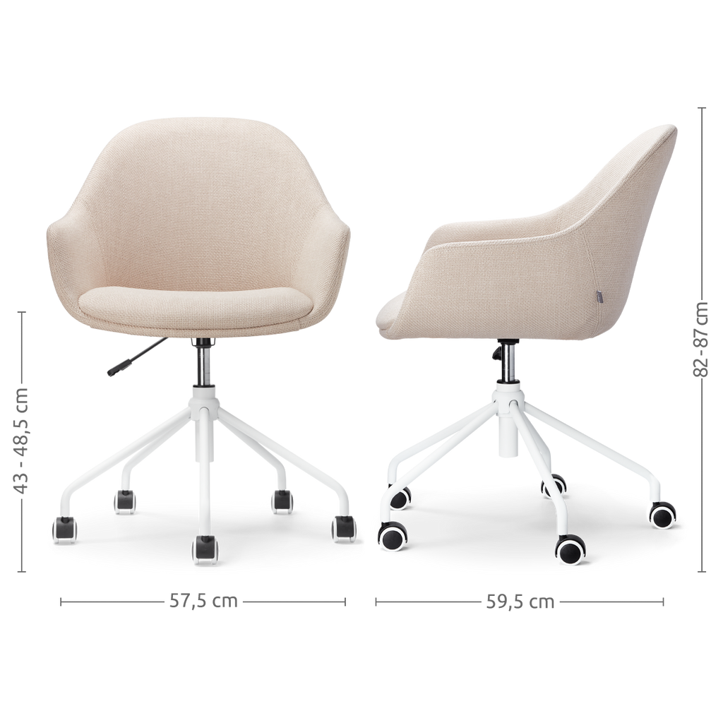 Nout-Mae bureaustoel beige - wit onderstel
