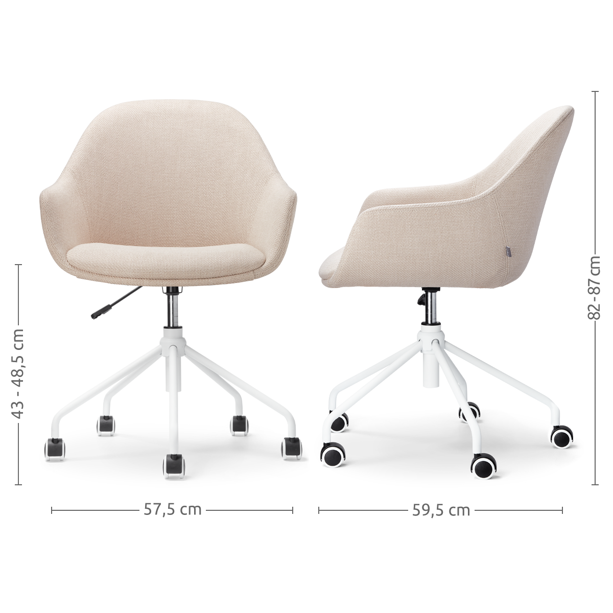Nout-Mae bureaustoel beige - wit onderstel