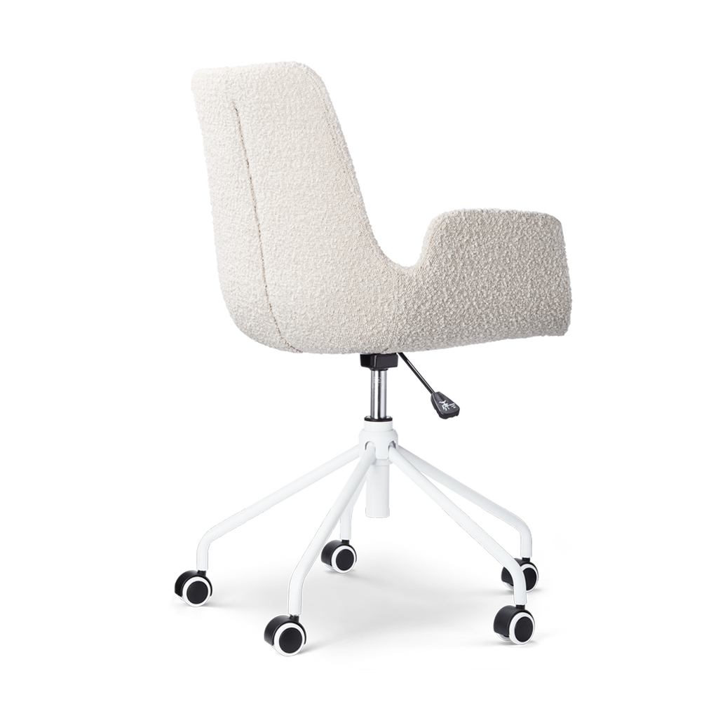 Nout-Eef bureaustoel bouclé beige - wit onderstel
