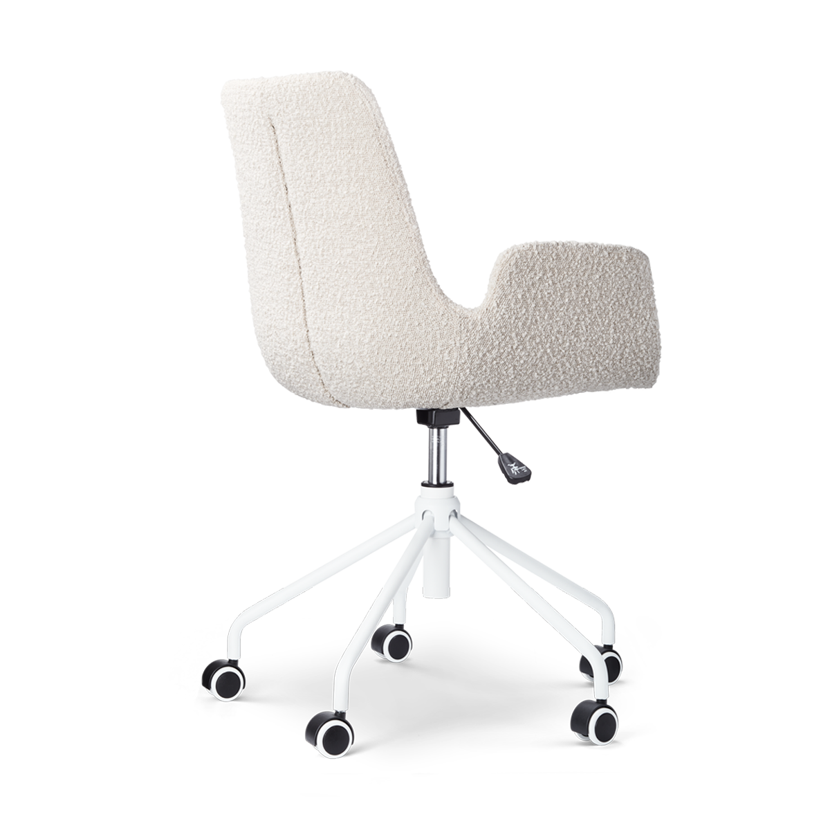Nout-Eef bureaustoel bouclé beige - wit onderstel