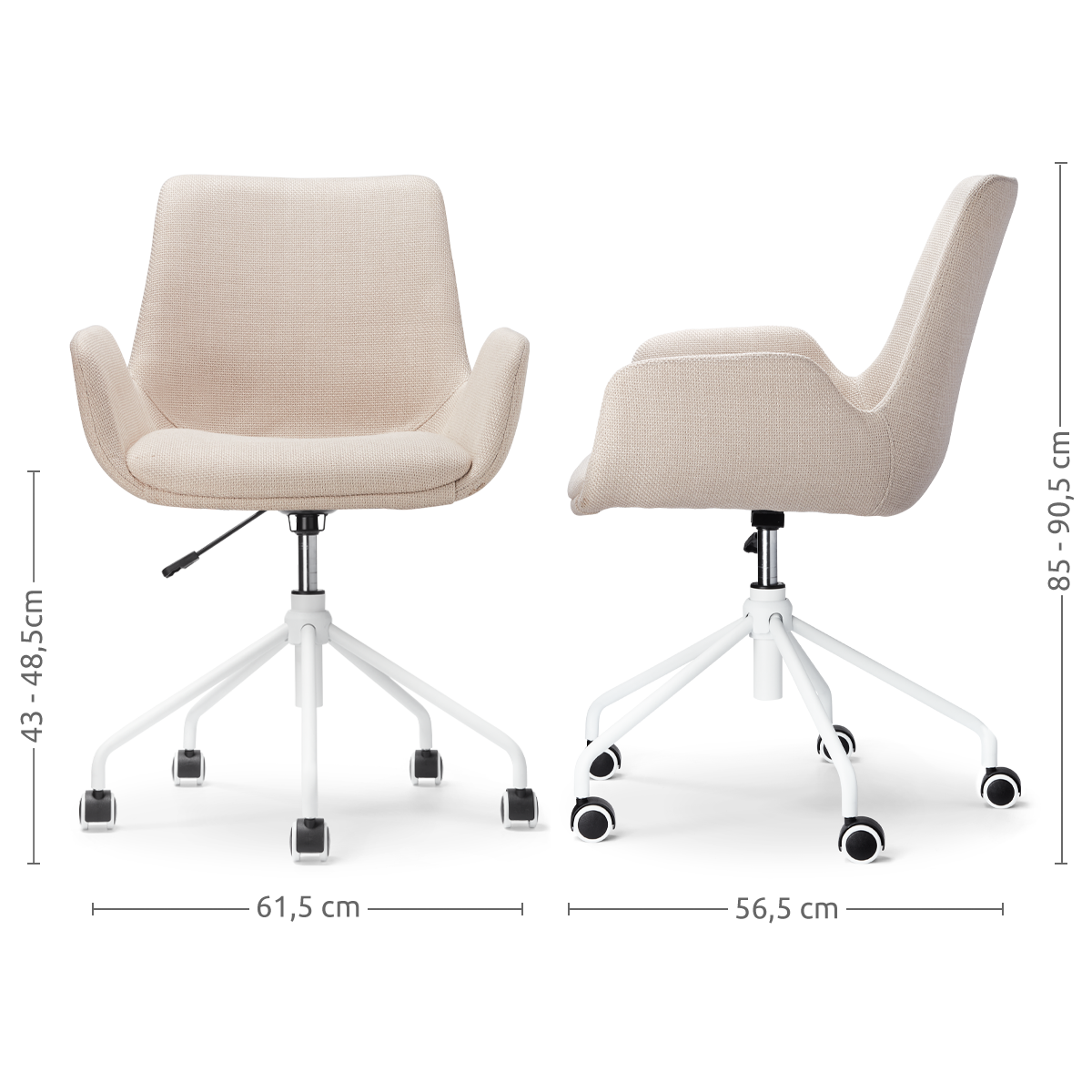 Nout-Eef bureaustoel beige - wit onderstel