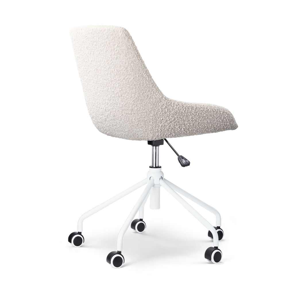 Nout-Isa bureaustoel bouclé beige - wit onderstel