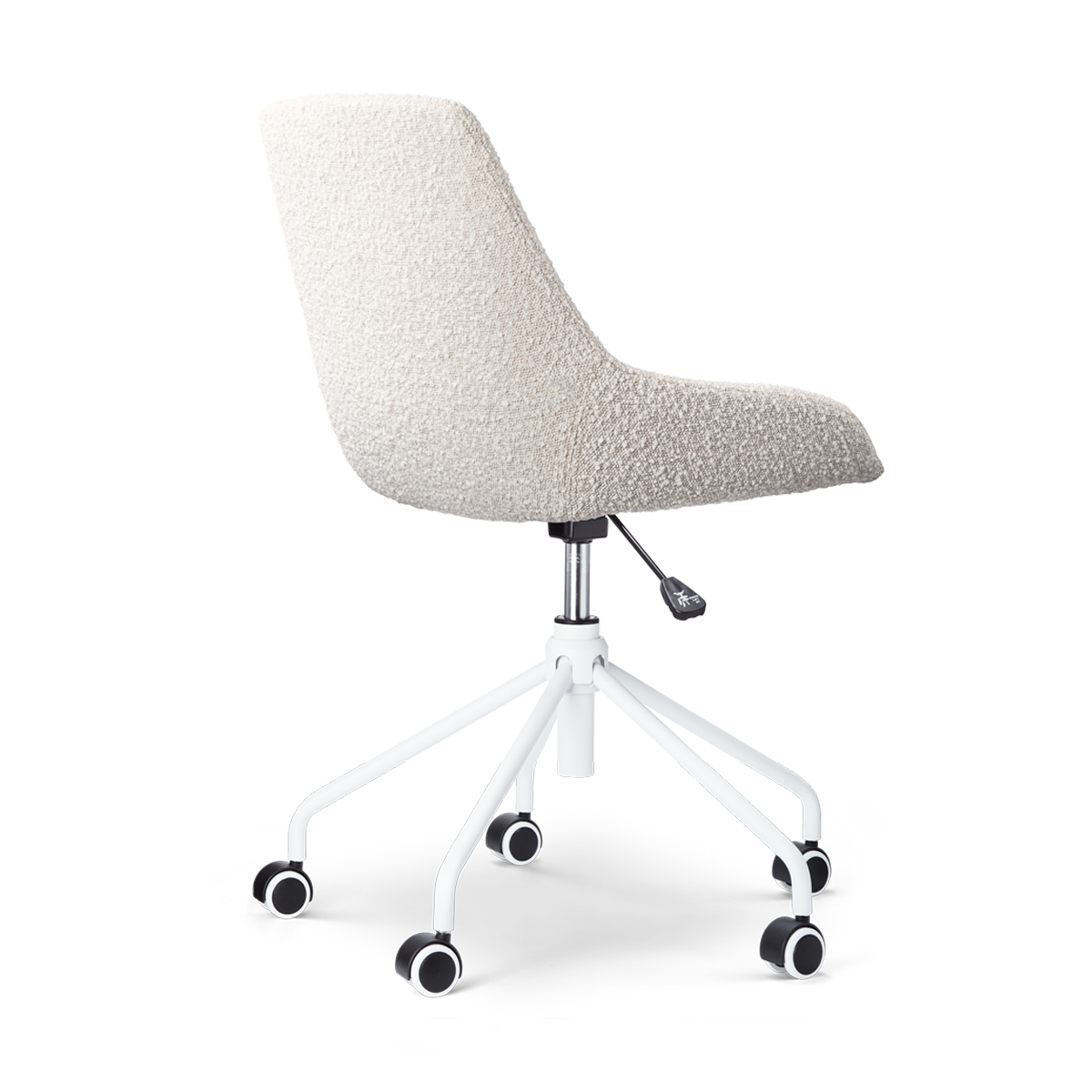 Nout-Isa bureaustoel bouclé beige - wit onderstel
