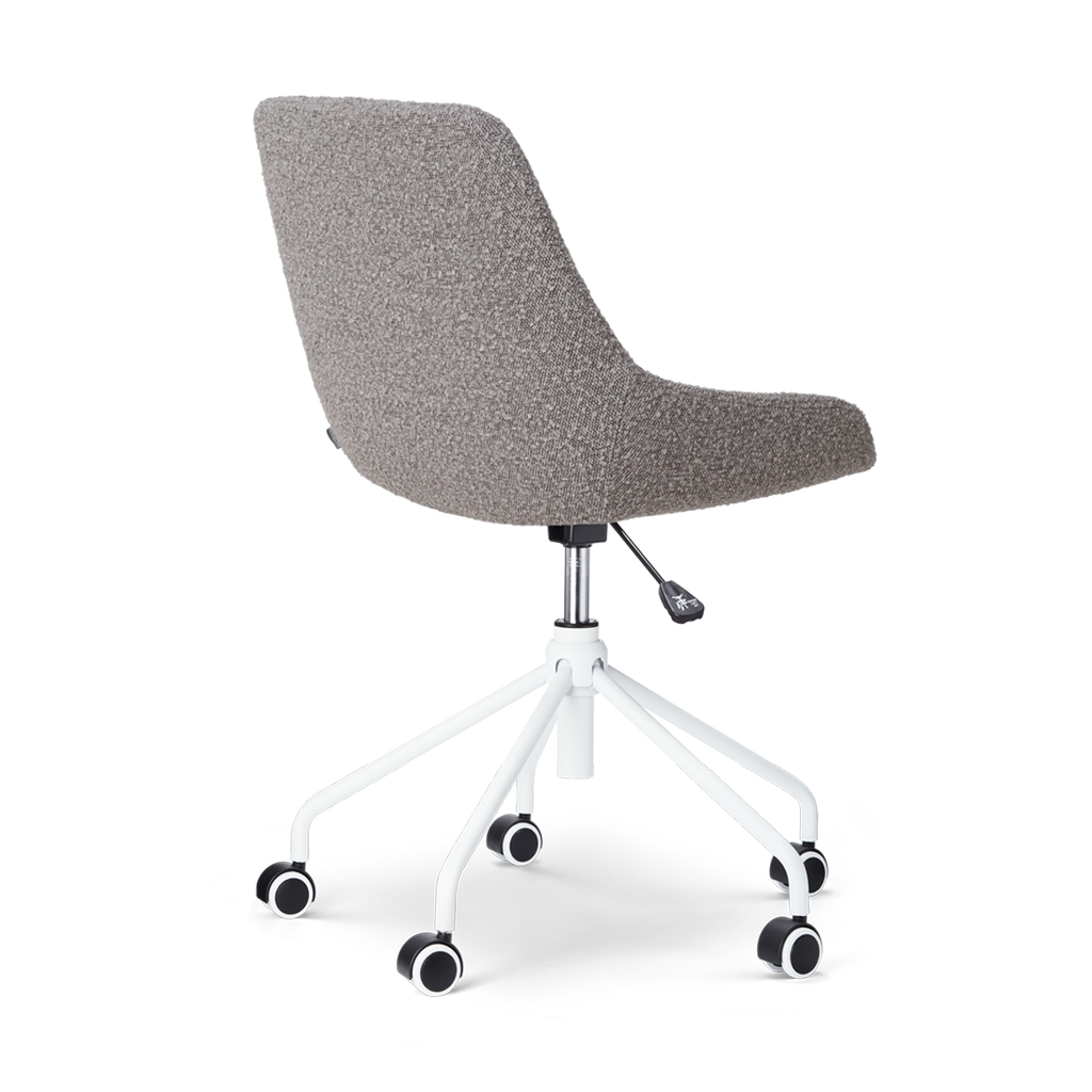Nout-Isa bureaustoel bouclé taupe - wit onderstel