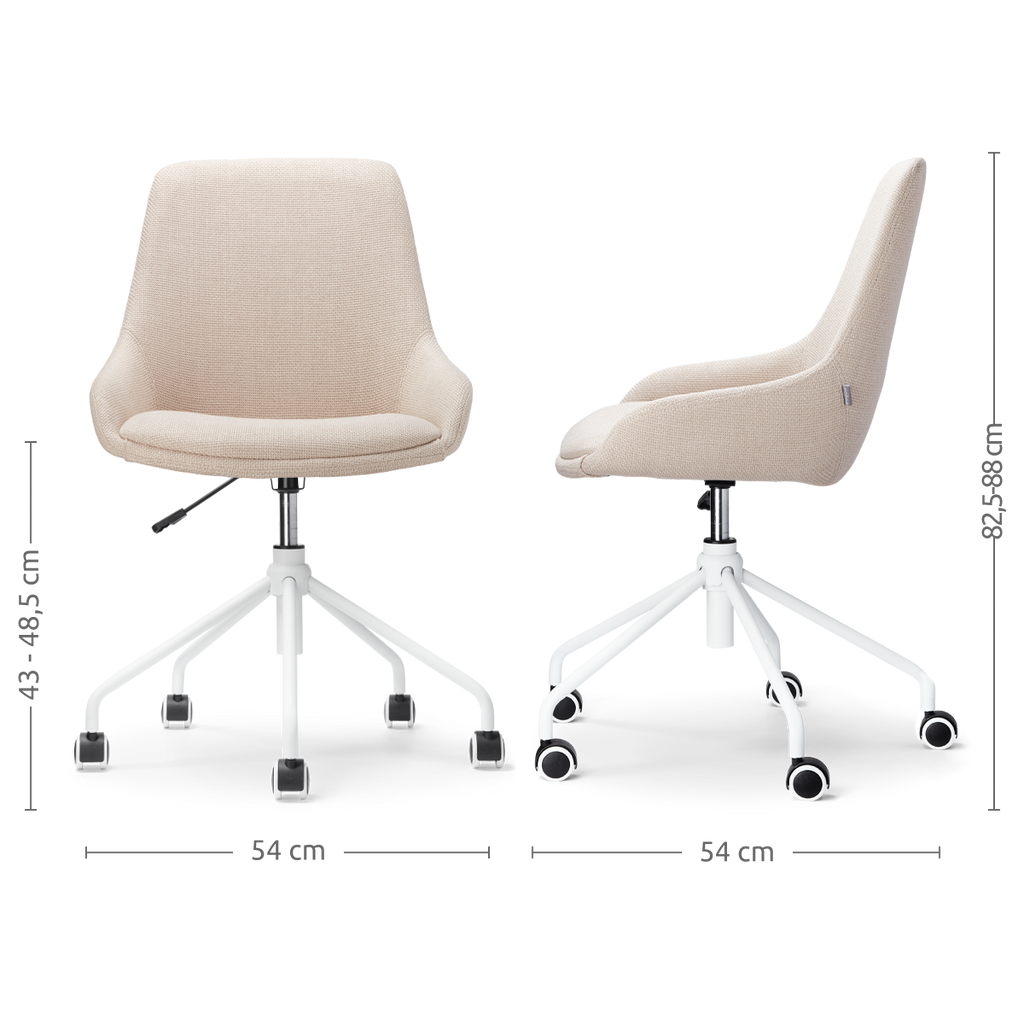 Nout-Isa bureaustoel beige - wit onderstel