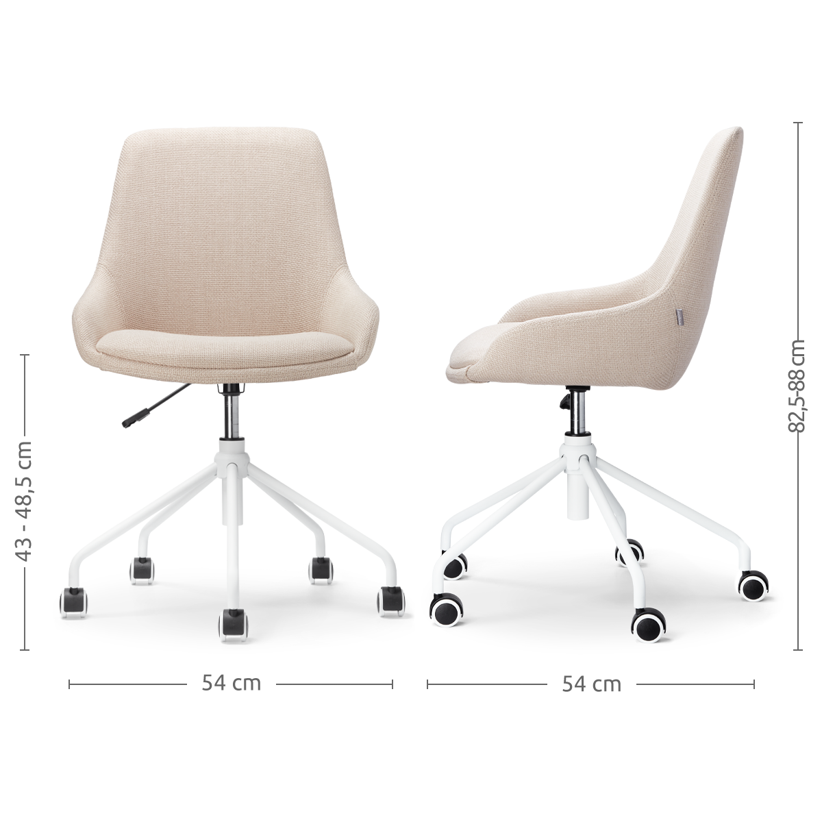 Nout-Isa bureaustoel beige - wit onderstel