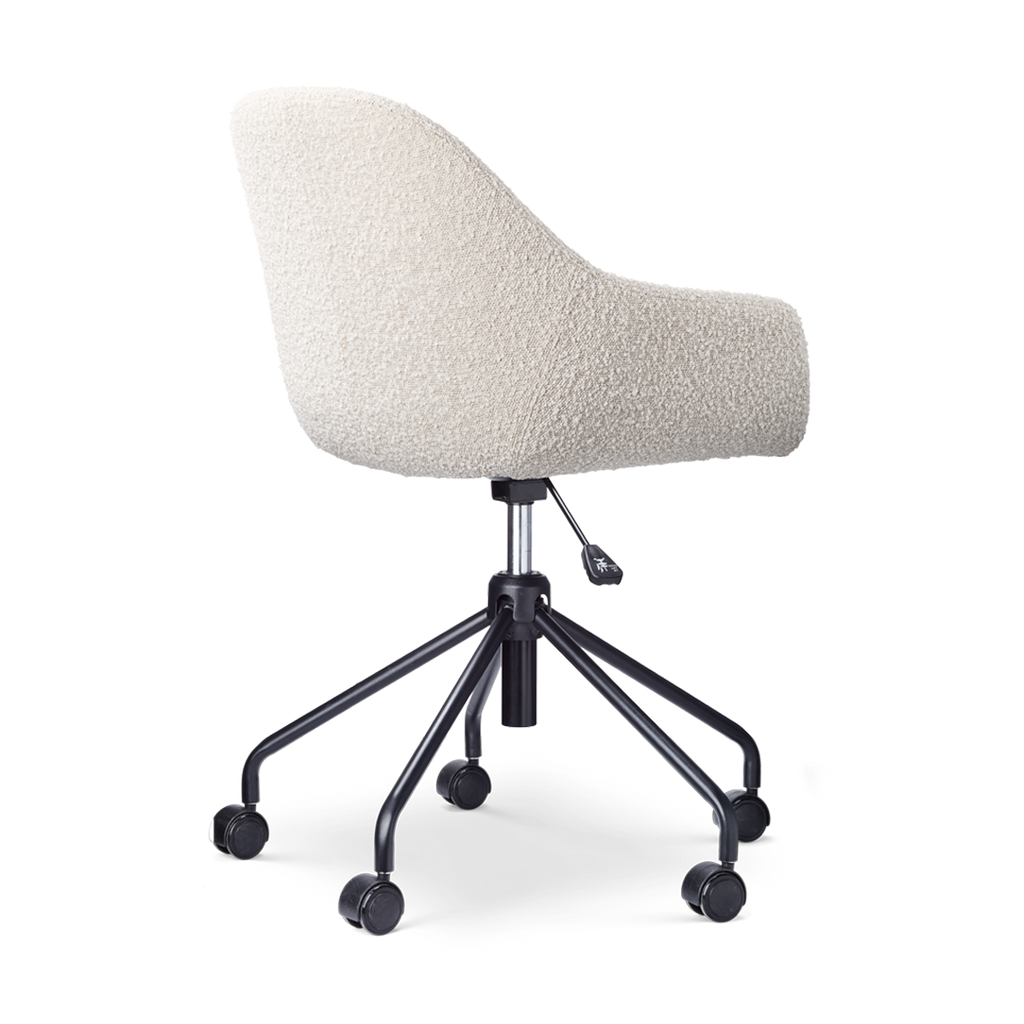 Nout-Mae bureaustoel bouclé beige - zwart onderstel