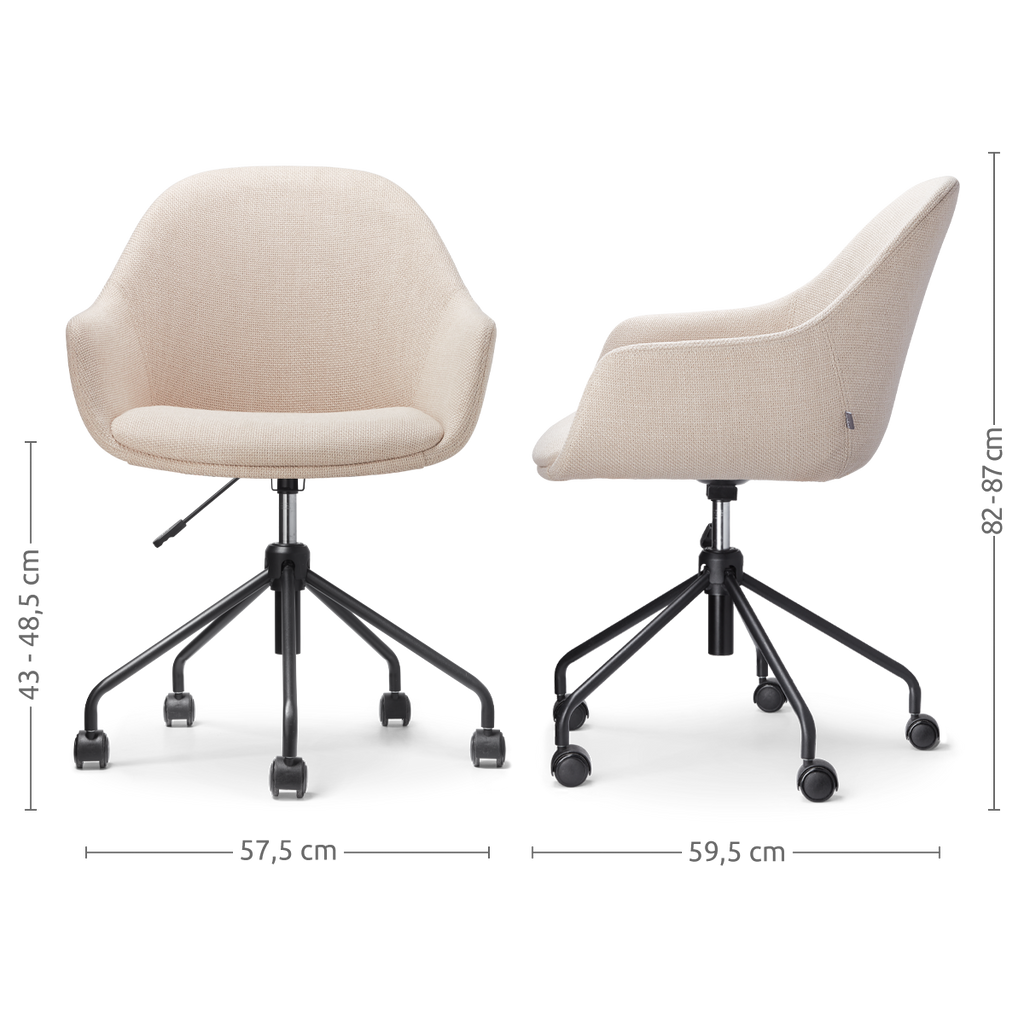 Nout-Mae bureaustoel beige - zwart onderstel