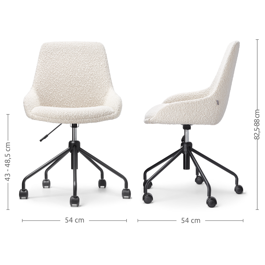 Nout-Isa bureaustoel bouclé beige - zwart onderstel
