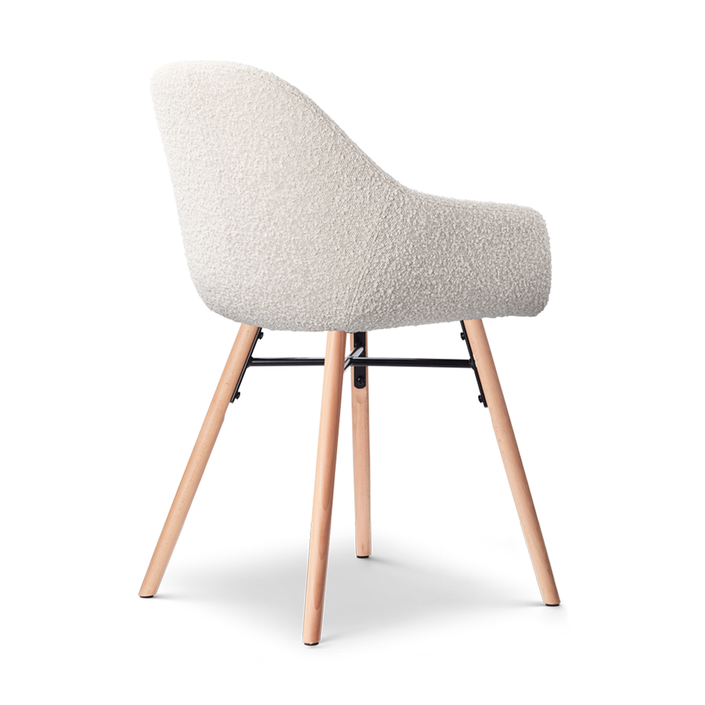 Nena-Mae eetkamerstoel bouclé beige - houten onderstel