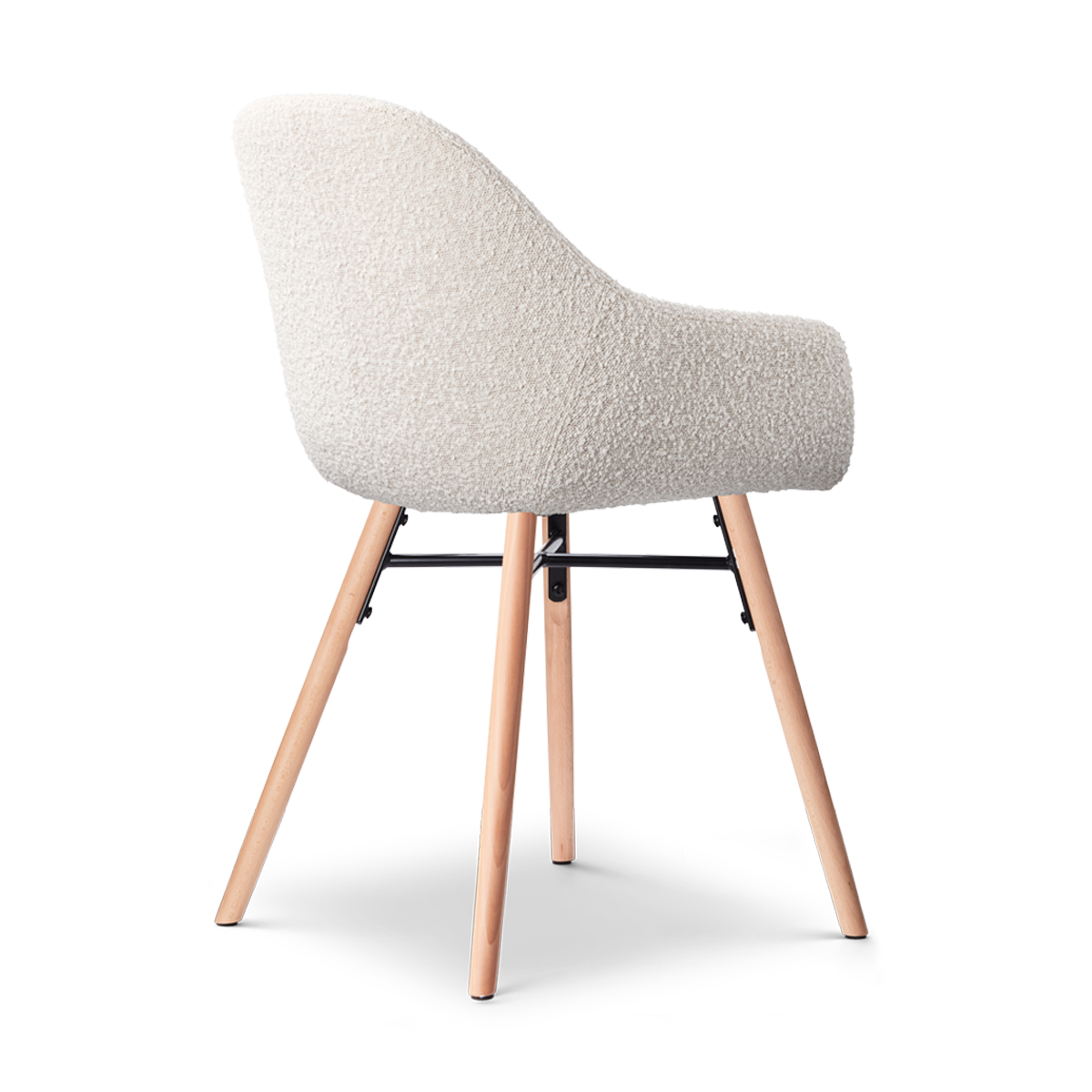 Nena-Mae eetkamerstoel bouclé beige - houten onderstel