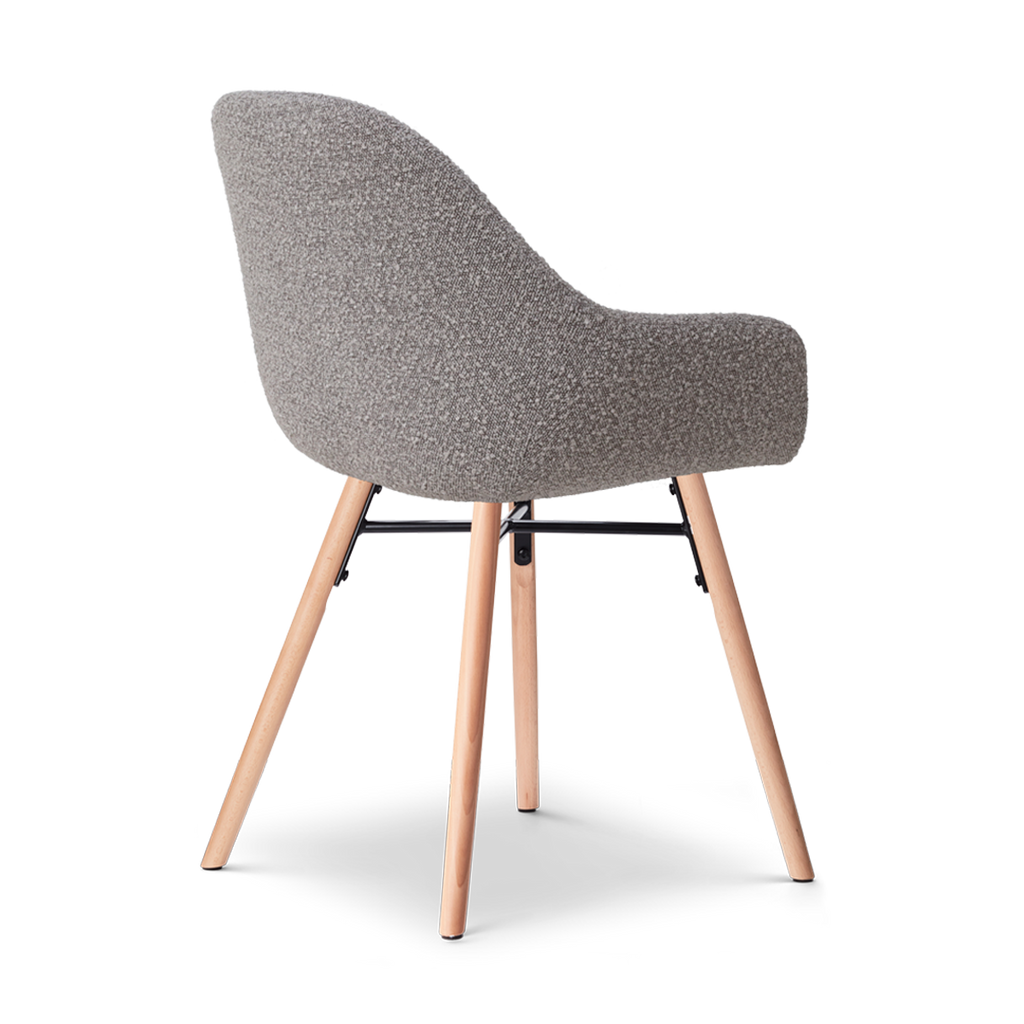 Nena-Mae eetkamerstoel bouclé taupe - houten onderstel