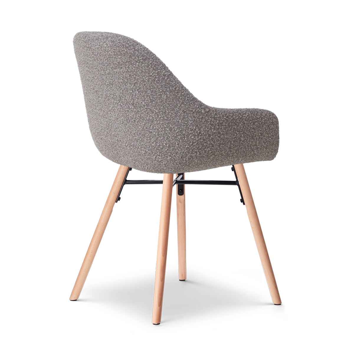 Nena-Mae eetkamerstoel bouclé taupe - houten onderstel