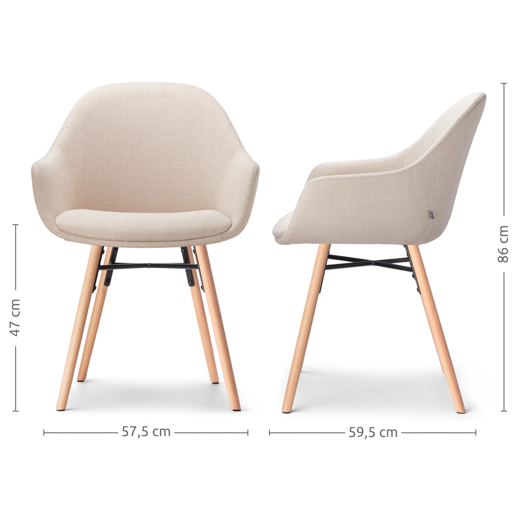 Nena-Mae eetkamerstoel beige - houten onderstel