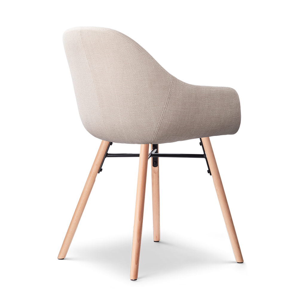 Nena-Mae eetkamerstoel beige - houten onderstel