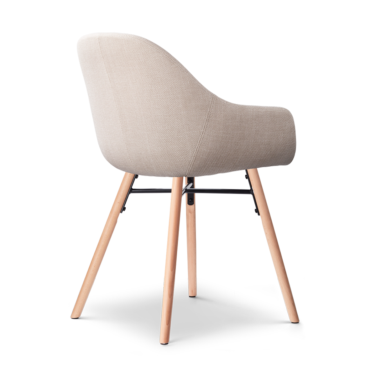 Nena-Mae eetkamerstoel beige - houten onderstel