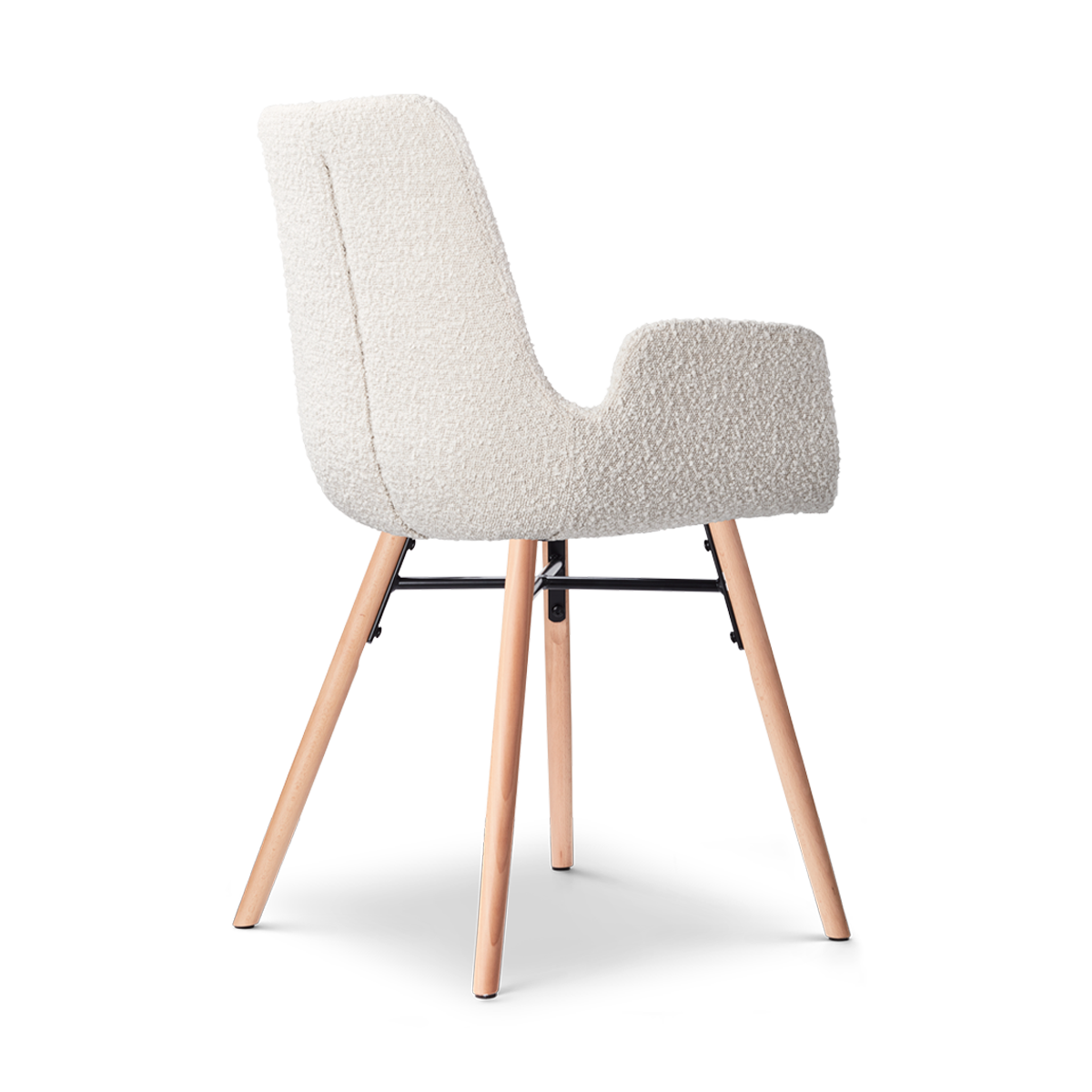 Nena-Eef eetkamerstoel bouclé beige - houten onderstel