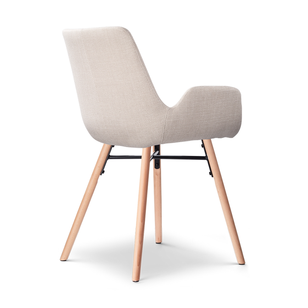 Nena-Eef eetkamerstoel beige - houten onderstel