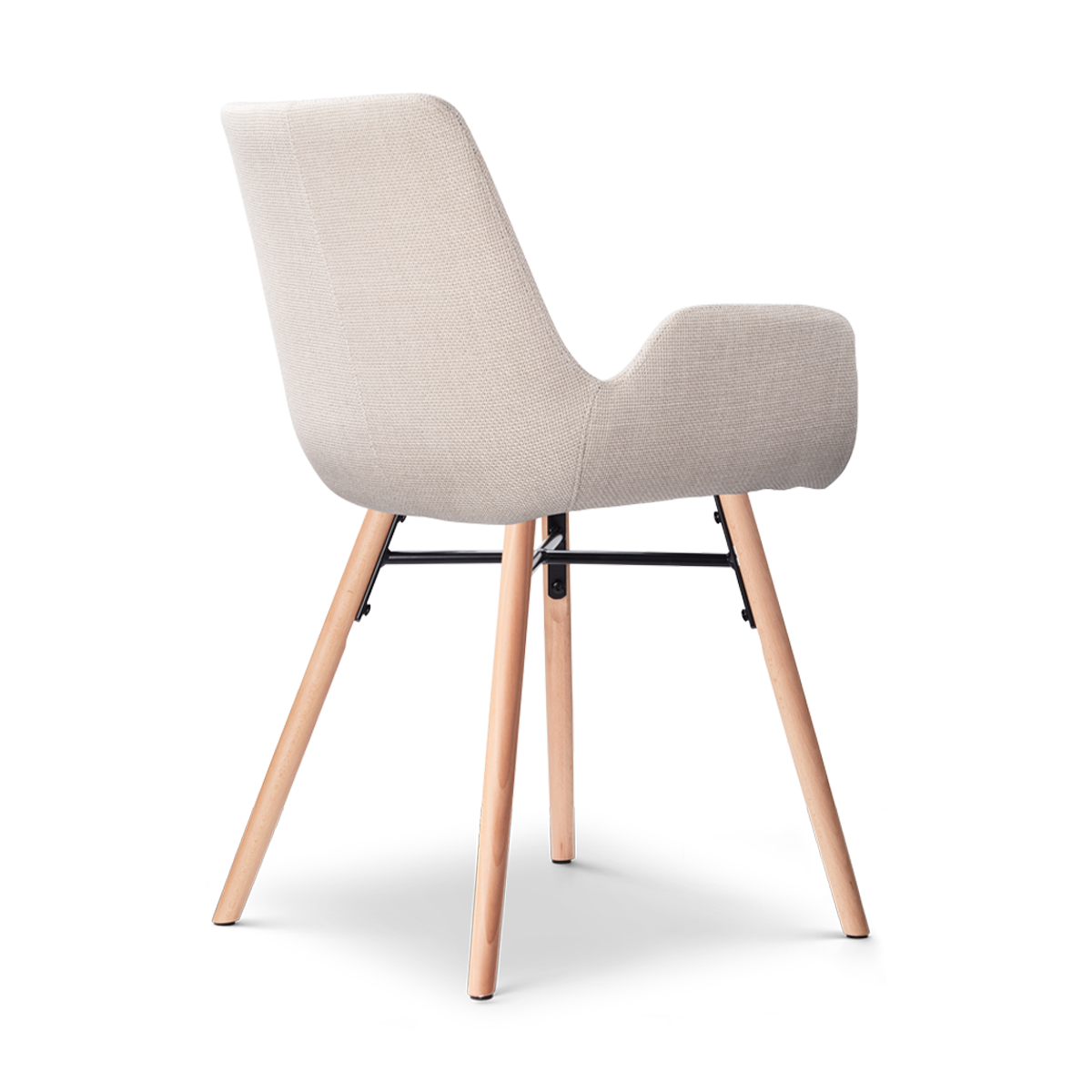 Nena-Eef eetkamerstoel beige - houten onderstel