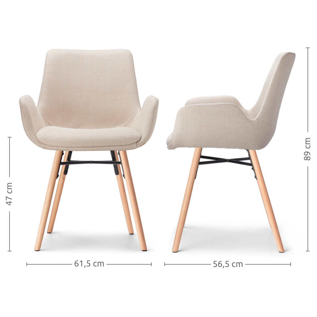 Nena-Eef eetkamerstoel beige - houten onderstel