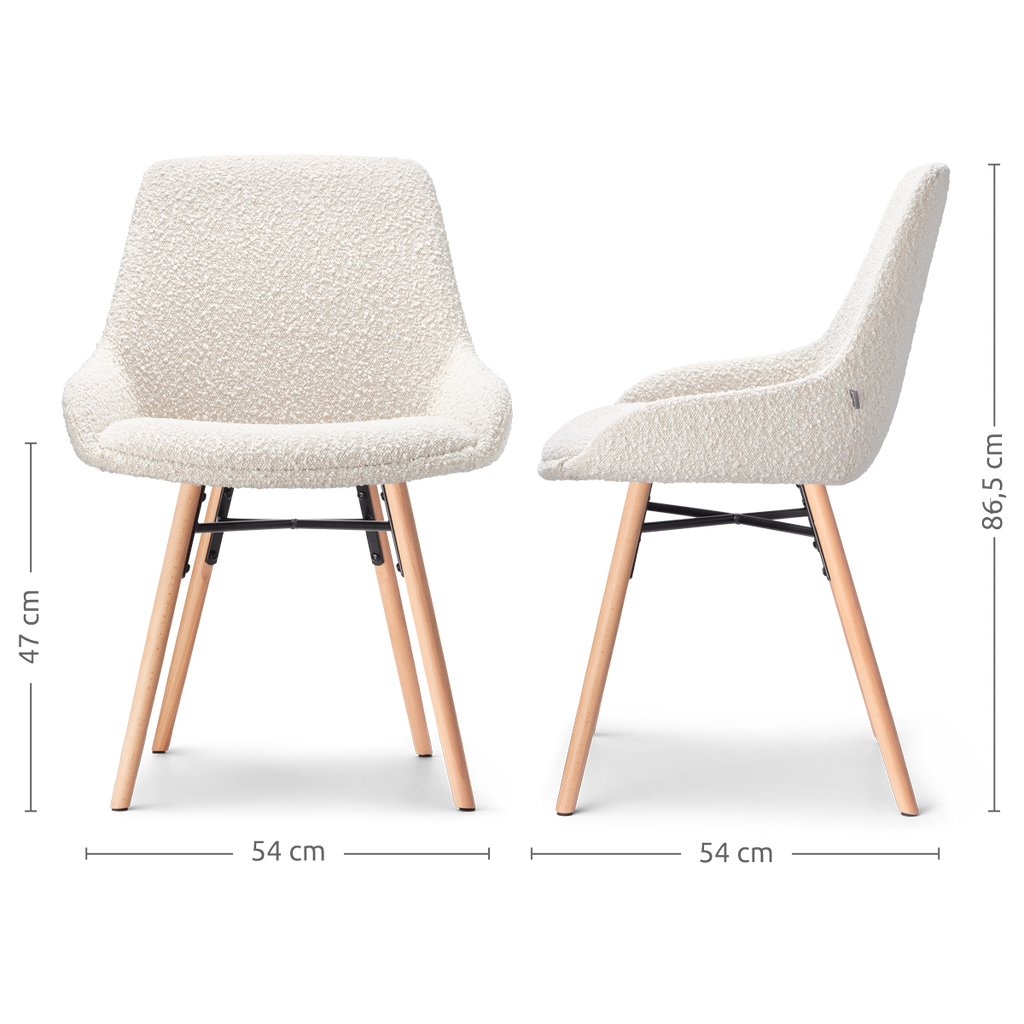 Nena-Isa eetkamerstoel bouclé beige - houten onderstel