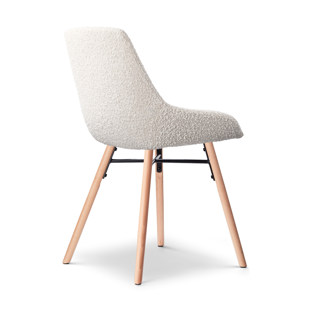 Nena-Isa eetkamerstoel bouclé beige - houten onderstel